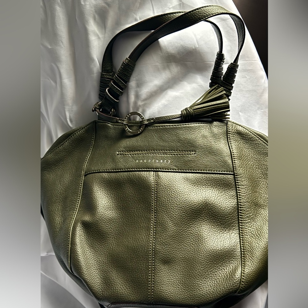 Sanctuary Olive Green Leather Tote Bag